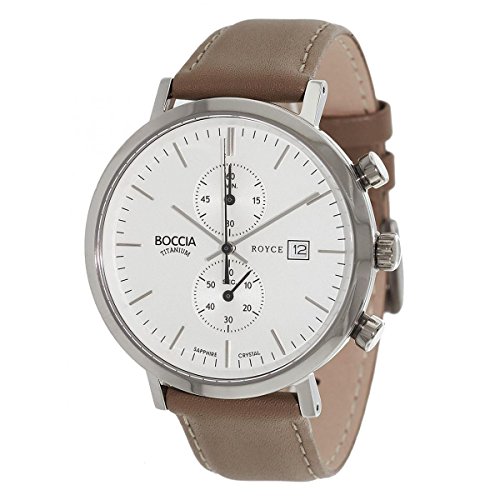 Boccia Herren Chronograph Quarz Uhr mit Leder Armband 3752-01 von Boccia