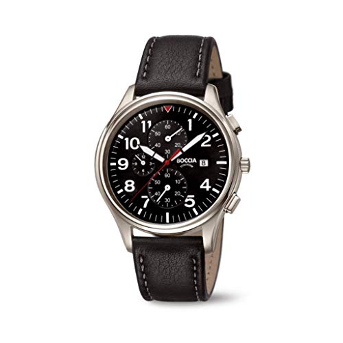 Boccia Herren Chronograph Quarz Uhr mit Leder Armband 3756-04 von Boccia