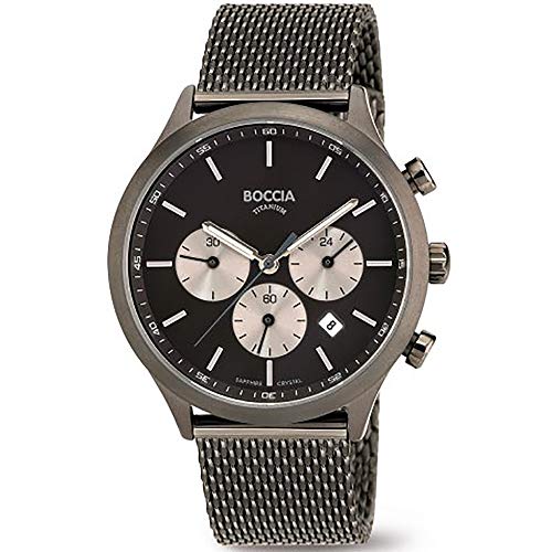 Boccia Herren Chronograph Quarz Uhr mit Edelstahl Armband 3750-06 von Boccia