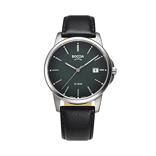 Boccia Herren Analog Quarz Uhr mit Leder Armband 3633-02 von Boccia