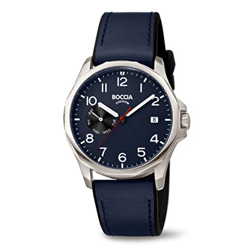 Boccia Herren. Analog Quarz Uhr mit Leder Armband 3644-02 von Boccia