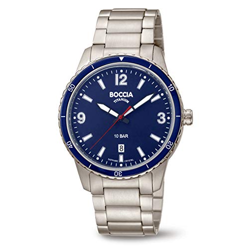 Boccia Herren Analog Quarz Uhr mit Edelstahl Armband 3635-04 von Boccia