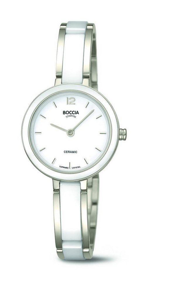 Boccia Quarzuhr Boccia Damen Uhr 3333-01 Titan mit weißen Keramik, (1-tlg) von Boccia