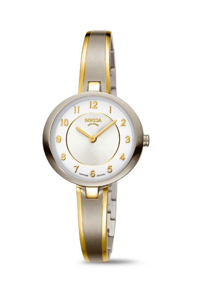 Boccia Quarzuhr Boccia Damenuhr 3377-01 Reintitan, Goldplattiert, Saphirglas, (1-tlg) von Boccia
