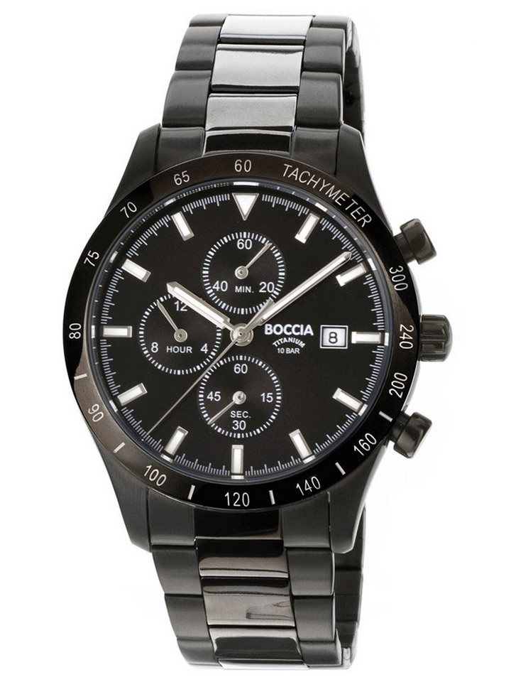 Boccia Quarzuhr Chronograph Titan Schwarz von Boccia