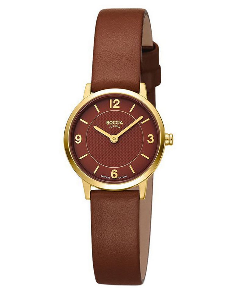 Boccia Quarzuhr Quarz Titan Braun/Goldfarben von Boccia