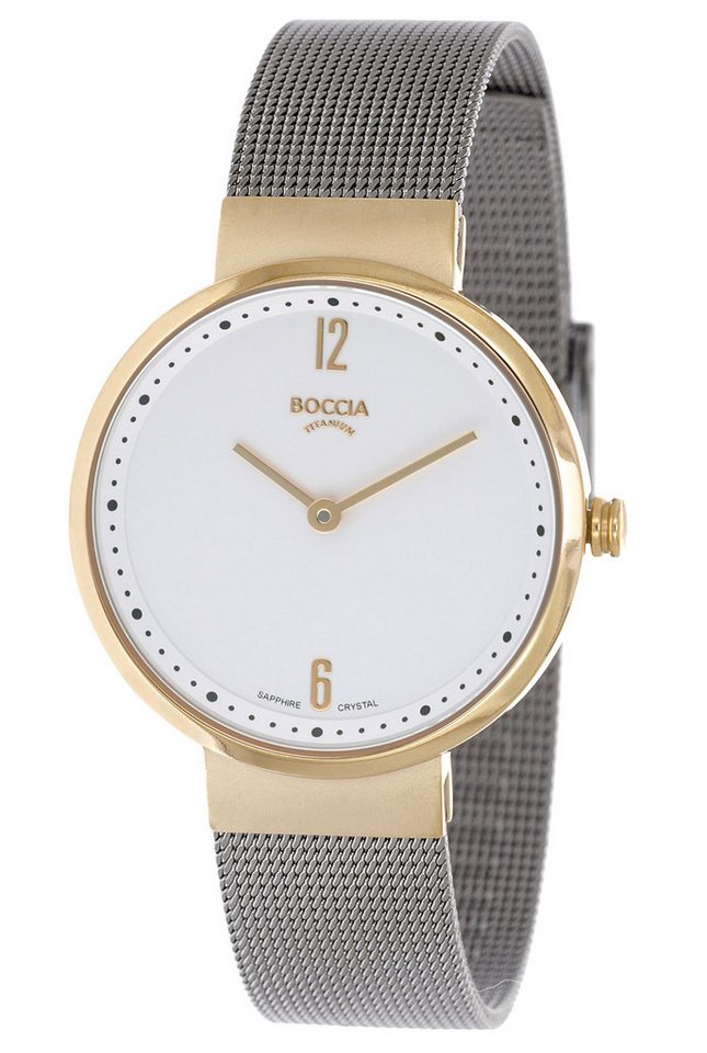 Boccia Quarzuhr Titan Grau/Goldfarben von Boccia