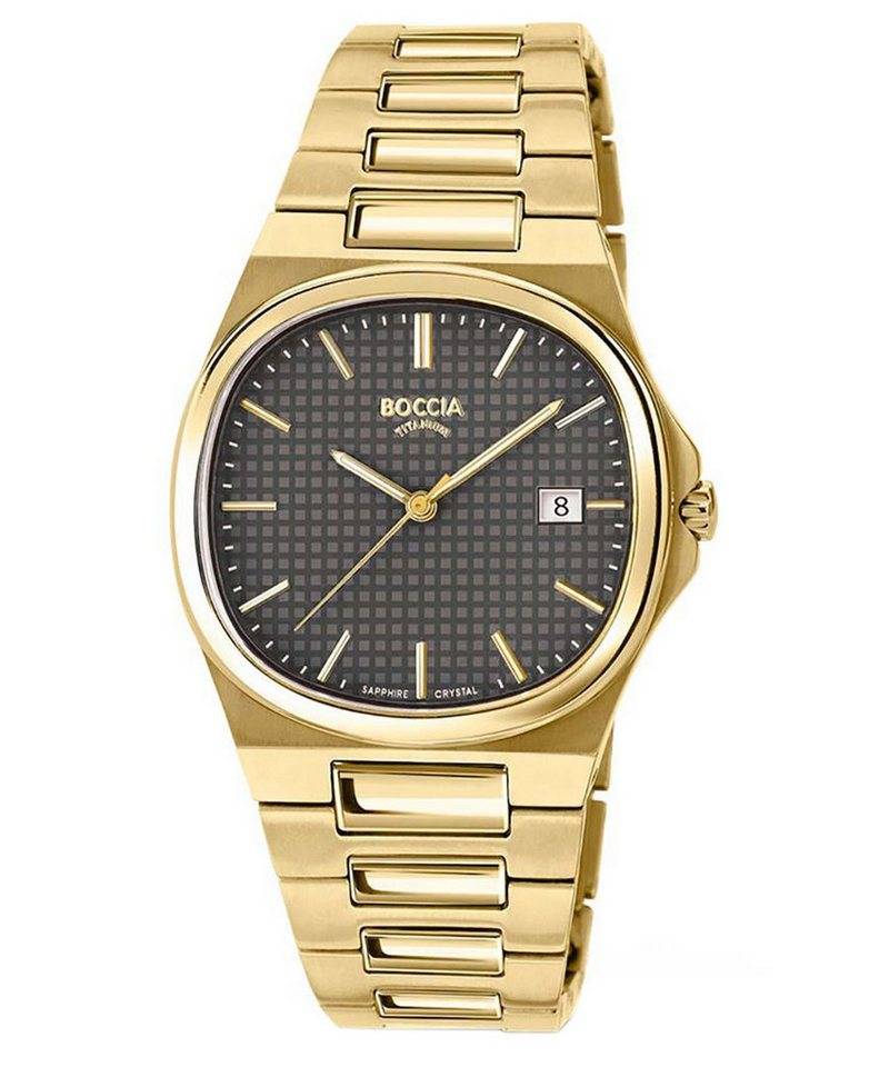 Boccia Quarzuhr mit Saphirglas Goldfarben/Braun von Boccia