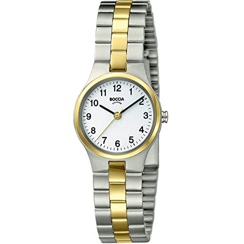 Boccia Damen Analog Quarz Uhr mit Titan Armband 3082-05 von Boccia