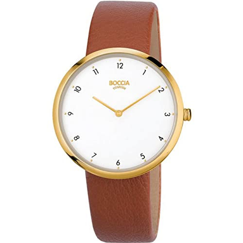 Boccia Damen Analoger Quarz Uhr mit Echtes Leder Armband 3309-06 von Boccia