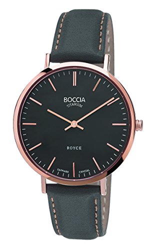 Boccia Damen-Armbanduhr Analog Quarz Leder, Schwarz, 3590-06 von Boccia