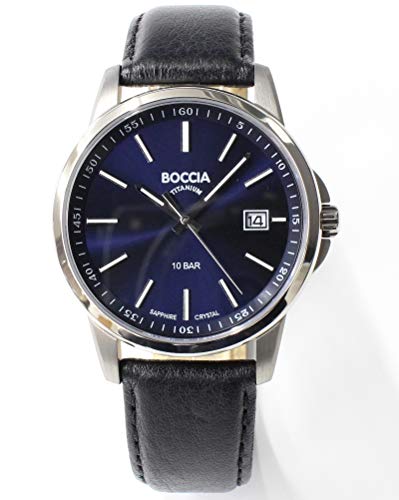 Boccia Herren Analog Quarz Uhr mit Leder Armband 3633-01 von Boccia