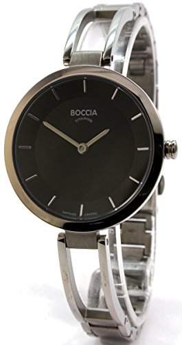 Boccia Damen Analog Quarz Uhr mit Titan Armband 3264-02 von Boccia