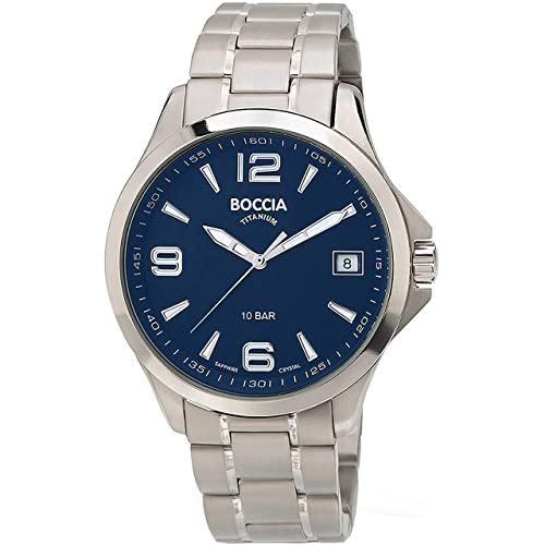 Boccia Herren Analog Quarz Uhr mit Titan Armband 3591-03 von Boccia