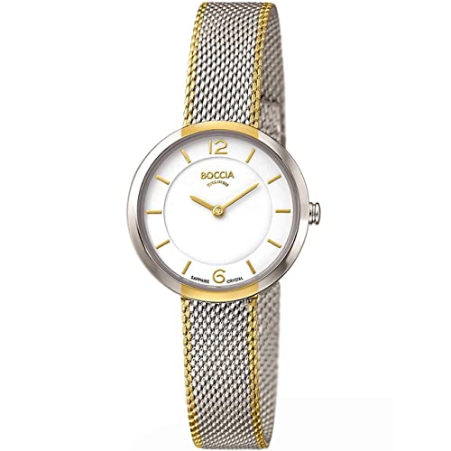 Boccia Damen Analog Quarz Uhr mit Edelstahl Armband 3266-06 von Boccia
