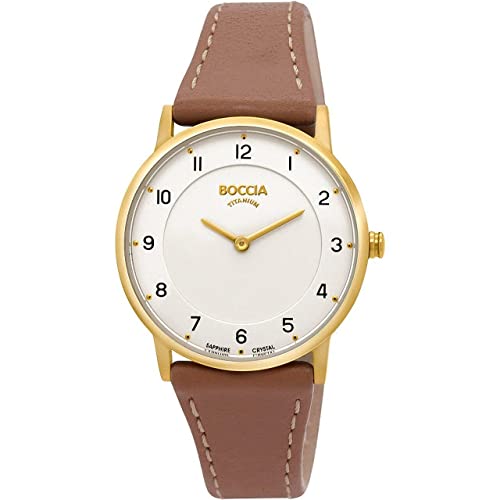 Boccia Damen Analog Quarz Uhr mit Leder Armband 3254-02 von Boccia