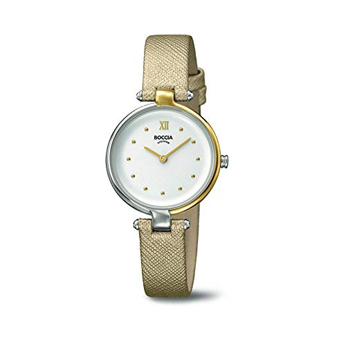 Boccia Damen Analog Quarz Uhr mit Leder Armband 3278-01 von Boccia