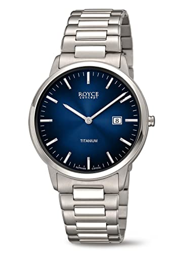 ROYCE concept 3658-02 Herrenuhr mit Saphirglas superflach dunkelblau von Boccia