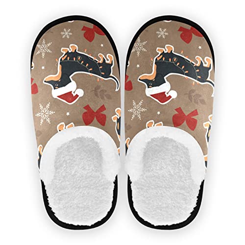 Boccsty Hund Dackel Neujahr Spa Hausschuhe Weihnachten Haus Hausschuhe Memory Foam Hausschuhe Indoor Outdoor Home Schuhe M für Männer Frau, multi, 37/40 EU von Boccsty