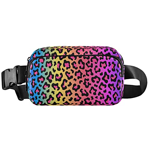 Gürteltasche für Damen und Herren, mit Punktemuster, kleine Hüfttasche, Crossbody-Taschen für Outdoor, Wandern, Laufen, Reisen, Rot / Weiß, Rainbow Leopard, Einheitsgröße von Boccsty