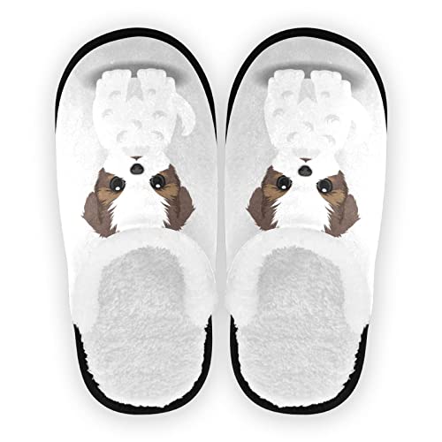 Shih Tzu Welpe Hund Spa Hausschuhe Haus Hausschuhe Memory Foam Hausschuhe Indoor Outdoor rutschfeste Home Schuhe M für Männer Frau, multi, 41.5/44.5 EU von Boccsty