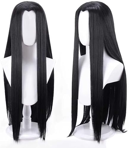 Boccte Anime Cosplay Perücke, Hunter X Hunter Illumi Zoldyck Perücke, schwarze lange gerade Perücke, mit gratis Haarnetz, für Party Karneval Halloween Perücken von Boccte