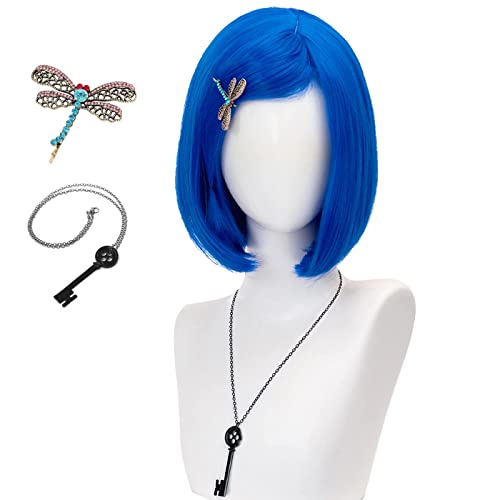 Coraline Perücke Licht Blau Perücken mit Pony für Mädchen Kurze Bob Perücke Cosplay Kostüm Halloween Party, Weihnachten, Karneval von Boccte