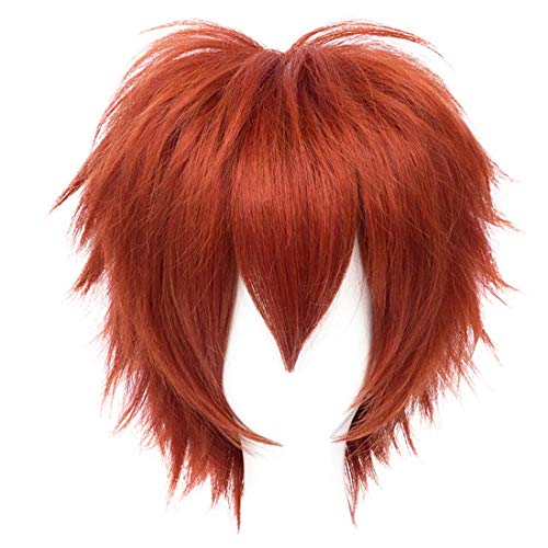 Kurze Mode Stachelige Layered Anime Cosplay Perücke Halloween Weihnachten Karneval Dress Up Pretend Play Party Perücke (Orange) von Boccte