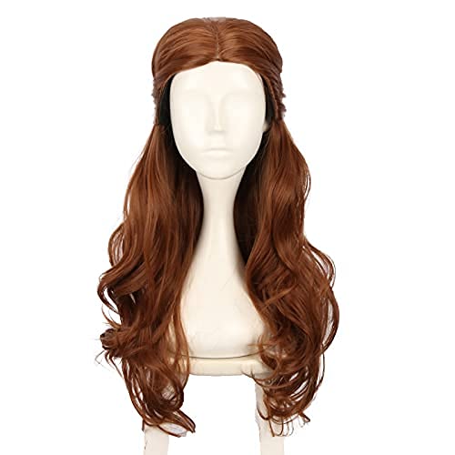 Nette Prinzessin Belle Cosplay Perücke für Frauen, Lange Licht Braun Wellenförmige Synthetische Haar mit Braid Perücke, halloween Kostüm Party Anima Zeigen Cosplay Perücke (Prinzessin Belle) von Boccte