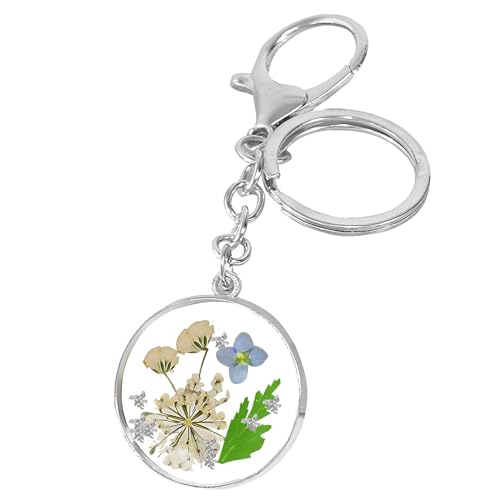 Echte Blume Schlüsselanhänger, Getrocknete Gepresste Blumen Schlüsselanhänger Charms, Wildblume Schluesselanhaenger, Vergissmeinnicht Geschenk Handgefertigt für Damen Tasche Charms Zubehör von Bocguy