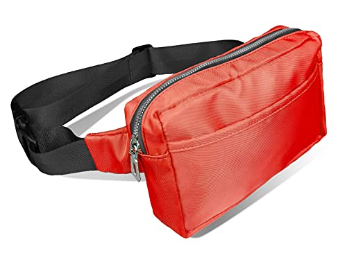 Bauchtasche Gürteltasche Hüfttasche Hip Bag 3 Fächer Verstellbarer Gurt Bauchtasche Damen Herren Wandern Joggen Laufen Radfahren Reisen Festival Party Mode (Rot) von Bock op Kölle