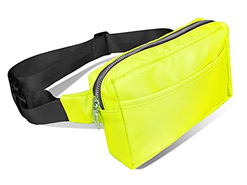 Bauchtasche Gürteltasche Hüfttasche Hip Bag 3 Fächer Verstellbarer Gurt Bauchtasche Damen Herren Wandern Joggen Laufen Radfahren Reisen Festival Party Mode (neon Gelb) von Bock op Kölle