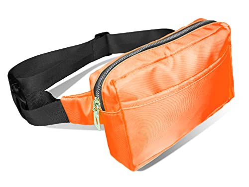 Bauchtasche Gürteltasche Hüfttasche Hip Bag 3 Fächer Verstellbarer Gurt Bauchtasche Damen Herren Wandern Joggen Laufen Radfahren Reisen Festival Party Mode (neon Orange) von Bock op Kölle