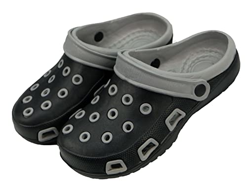 Bock op Kölle Clogs Herren Hausschuhe Gartenschuhe Arbeitsschuhe Pantolette Gr. 40-45 (schwarz-grau, Numeric_45) von Bock op Kölle