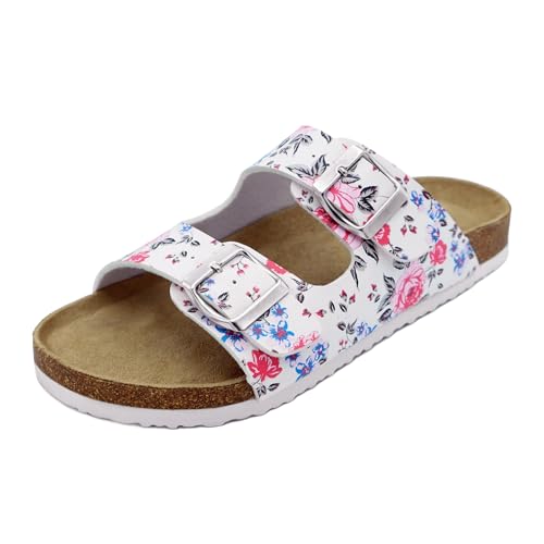 Bock op Kölle Damen Sandalen Hausschuhe Blumen Design Freizeitschuhe in Schwarz Weiß Gartenschuhe Pantoletten Gr.36-41 Sprint Sport von Bock op Kölle