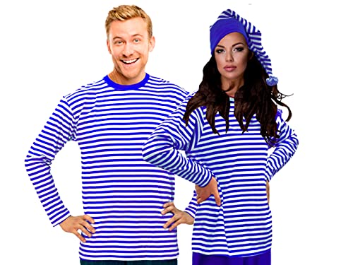 Bock op Kölle Ringelshirt Langarm blau weiß gestreift Unisex Oberteil Stretch Shirt Karneval, Fasching (L) von Bock op Kölle