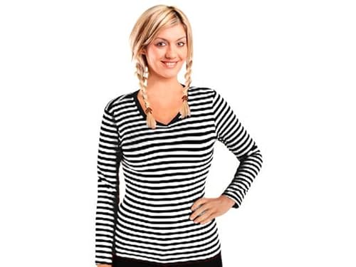 Bock op Kölle Ringelshirt Langarm Größe XS bis 4XL, 95% BW Stretch, Karneval, Fasching (DE/NL/SE/PL, Alphanumerisch, XL, Regular, Regular, Schwarz-weiß-v-Neck) von Bock op Kölle