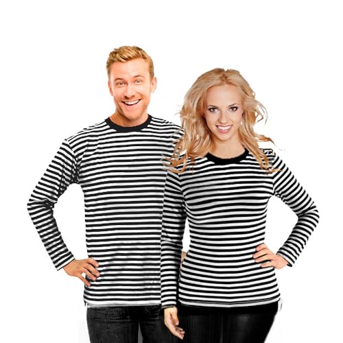 Bock op Kölle Ringelshirt Langarm Größe XS bis 4XL, 95% BW Stretch, Karneval, Fasching (DE/NL/SE/PL, Alphanumerisch, XL, Regular, Regular, Schwarz-weiß) von Bock op Kölle