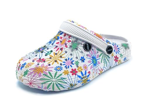 Bock op Kölle Sprint Sport Damen Clogs Gartenschuhe Pantoletten atmungsaktiv (Blume, eu_Footwear_Size_System, Adult, Numeric, medium, Numeric_37) von Bock op Kölle
