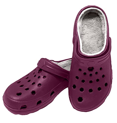 Sprint Sport Warmfutter Clogs; Hausschuhe, Arbeitsschuhe, Gartenschuhe, Größe 30-48; Pantoletten, Gummischuhe (Burgund, numeric_37) von Bock op Kölle