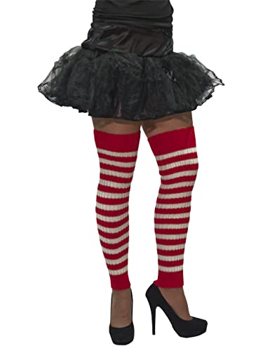 Stulpen mit Ringel, Damen Beinwärme, Overknee gestrickt in diversen Farben (rot-weiß) von Bock op Kölle