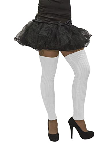 Stulpen mit Ringel, Damen Beinwärmer, Overknee gestrickt in vielen diversen Farben (weiß) von Bock op Kölle