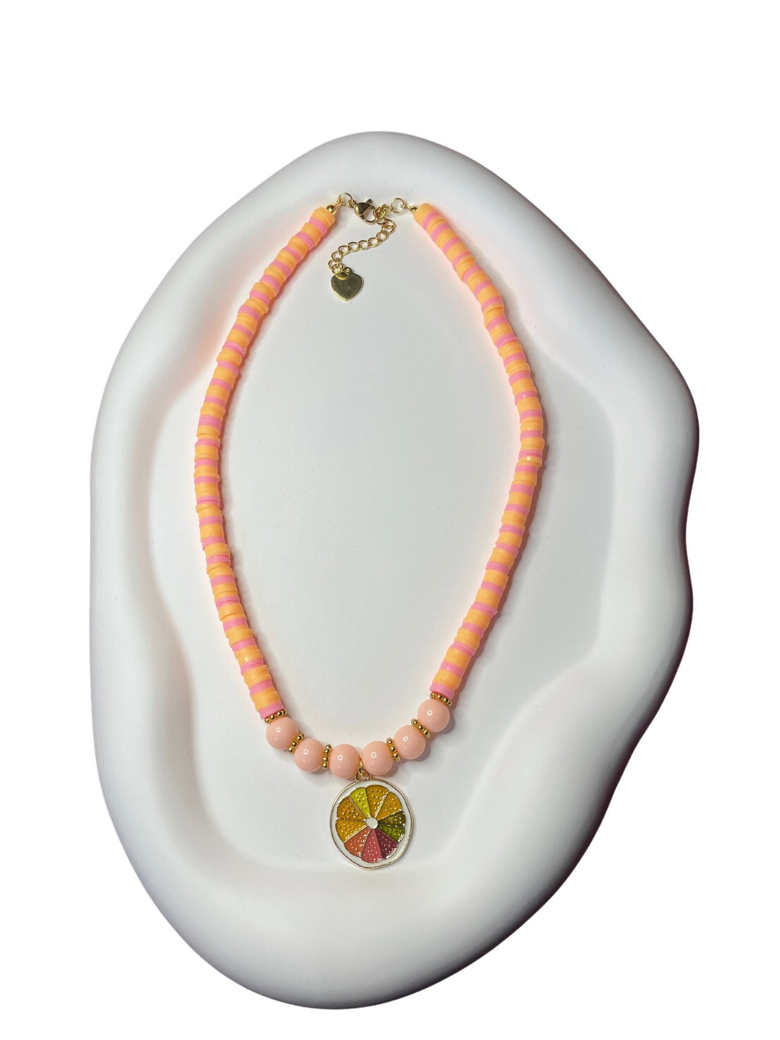 Bunte Halskette Mit Anhänger Zitrus Grapefruit Perlenkette Sommerkette Sommerschmuck Strang Schmuck Geschenk Für Sie Frau von BockeysShop