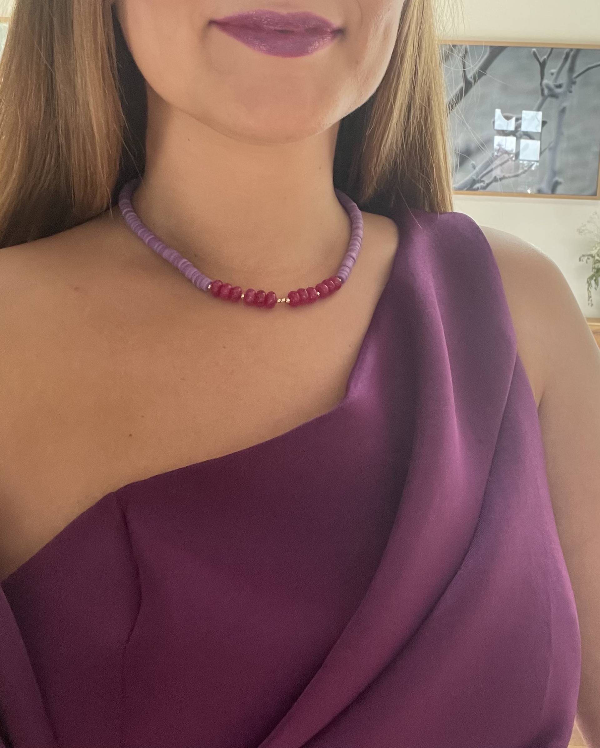 Elegante Halskette Lila Perlen Rondelle Steine Hochzeitsgast Outfit Geschenk Für Sie Mama Oma Muttertag Geburtstagsgeschenk von BockeysShop