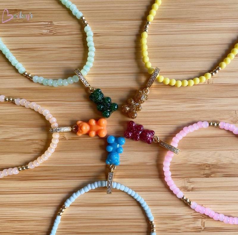 Gummibärchen Anhänger Halskette Perlenkette Vergoldeter Schmuck Geschenk Für Sie Mama Mix & Match Muttertag Geburtstag von BockeysShop