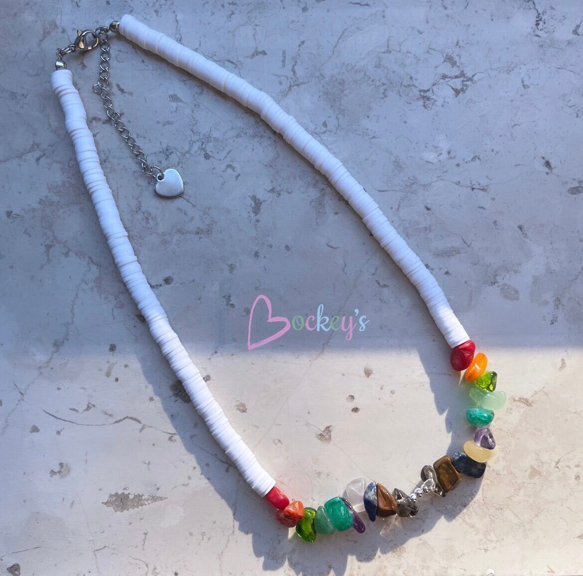 Mehrfarbige Halskette Mit Splittersteinen Bunte Perlenkette Vergoldet Schmuck Geschenk Für Sie Mama Muttertag Geburtstagsgeschenk von BockeysShop