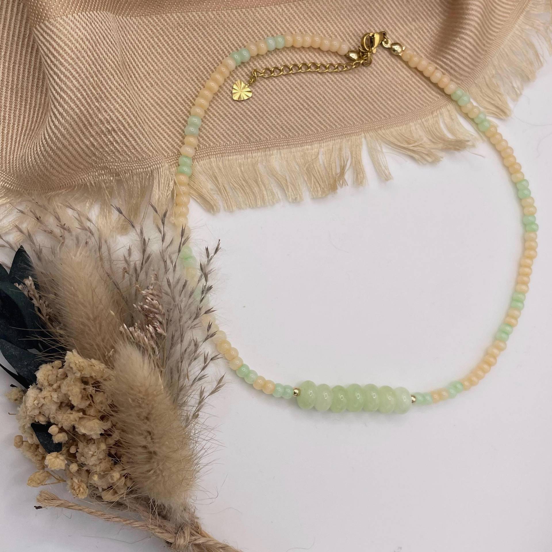 Pastell Halskette Rondelle Kette Perlenkette Schlicht Elegant Minimalist Geschenk Für Sie Mama Oma Muttertag Geburtstag von BockeysShop