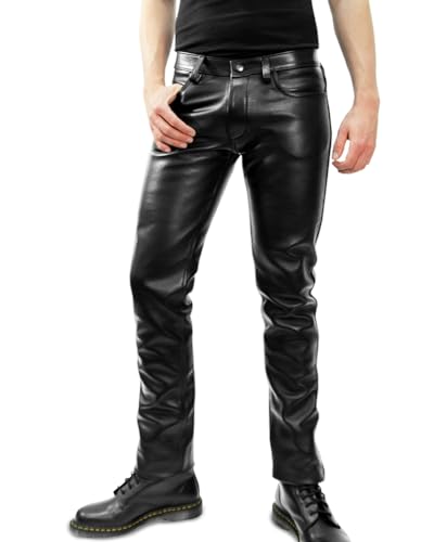 Bockle® 7 BoB Pants Skinny Lederhose Herren Leder Jeans, Size: 33W / 34L von Bockle