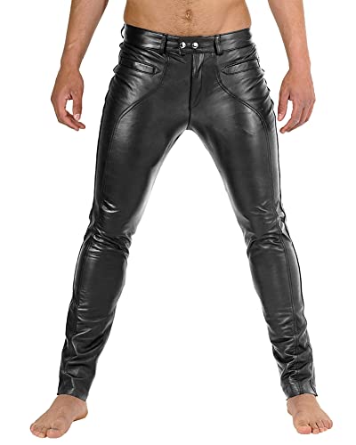 Bockle® New Chino Tube Lederhose Herren Schwarz Lederhose, Size: 30W / 32L von Bockle