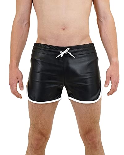 Bockle® Quick Pants Faux Black Leder Shorts Pants Kurze Lederhose Gay CSD Lederhose Kunstlederhose, Kunstleder, kein echtes Leder, Size: M von Bockle